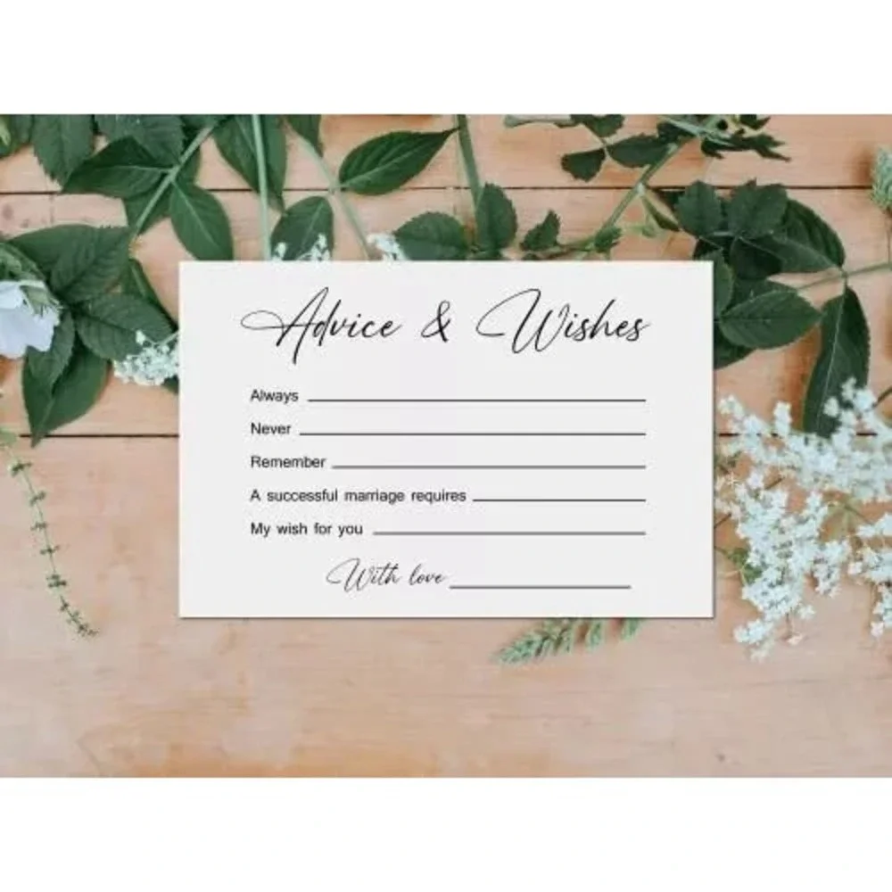 Modern Minimalist Wedding 50 Advice Cards White Bridal Shower Newlywed New